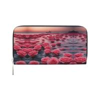 WZYCWB Ces pochettes en cuir noir avec fermeture éclair et porte-cartes sont parfaites pour les voyages ou un usage quotidien, Roses By The Sea, One Size