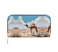 WZYCWB Ces pochettes en cuir noir avec fermeture éclair et porte-cartes sont parfaites pour les voyages ou un usage quotidien, Chameau marchant, Taille unique