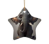 WZYCWB Cet arbre de Noël éléphant en céramique en forme d'étoile imprimé avec un motif est parfait pour les fêtes de Noël d'hiver et la décoration de la maison.