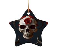 WZYCWB Cet arbre de Noël en céramique en forme d'étoile avec tête d'araignée et de mouton imprimé avec un motif est parfait pour les fêtes de Noël d'hiver et la décoration de la maison.