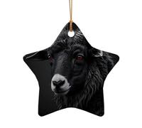 WZYCWB Cet arbre de Noël gothique en céramique en forme d'étoile avec tête de mouton foncé imprimé avec un motif est parfait pour les fêtes de Noël d'hiver et la décoration de la maison.