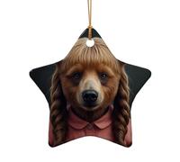 WZYCWB Cet ours en céramique en forme d'étoile avec des tresses imprimées avec un motif est parfait pour les fêtes de Noël d'hiver et la décoration de la maison.