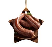 WZYCWB Cette saucisse de sapin de Noël en céramique en forme d'étoile imprimée avec un motif est parfaite pour les fêtes de Noël d'hiver et la décoration de la maison.