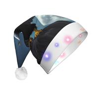 WZYCWB Chapeau de Noël Aigle sous les étoiles pour adulte avec lumières LED, chapeau de Noël unisexe en peluche, cadeau de fête de Noël Nouvel An