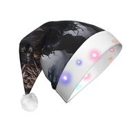 WZYCWB Chapeau de Noël en forme de bison d'Amérique du Nord - Pour adulte - Avec lumières LED - Unisexe - En peluche - Cadeau de fête de Noël