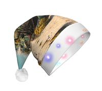 WZYCWB Chapeau de Père Noël à motif caméléon | Chapeau de vacances lumineux en peluche pour Noël, Nouvel An et événements de fête
