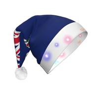 WZYCWB Chapeau de Père Noël à motif drapeau des îles Caïmans | Chapeau de vacances lumineux en peluche pour Noël, Nouvel An et événements de fête