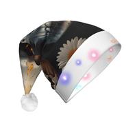 WZYCWB Chapeau de Père Noël à motif tête de mort d'araignée flamboyante | Chapeau de vacances lumineux en peluche pour Noël, Nouvel An et événements de fête