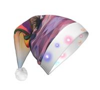 WZYCWB Chapeau de Père Noël à motifs de cactus et coucher de soleil | Chapeau de vacances lumineux en peluche pour Noël, Nouvel An et événements de fête