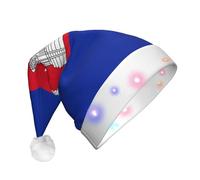 WZYCWB Chapeau de Père Noël à motifs de drapeau du Cambodge | Chapeau de vacances lumineux en peluche pour Noël, Nouvel An et événements de fête