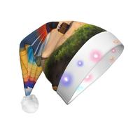 WZYCWB Chapeau de Père Noël à motifs de montgolfière hawaïenne | Chapeau de vacances lumineux en peluche pour Noël, Nouvel An et événements de fête