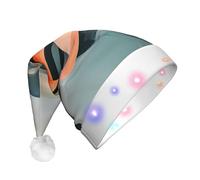 WZYCWB Chapeau de Père Noël à motifs de paysage abstrait | Chapeau de vacances lumineux en peluche pour Noël, Nouvel An et événements de fête