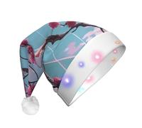 WZYCWB Chapeau de Père Noël à motifs de petites fleurs roses | Chapeau de vacances lumineux en peluche pour Noël, Nouvel An et événements de fête