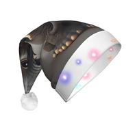 WZYCWB Chapeau de Père Noël à motifs d'éléphant | Chapeau de vacances lumineux en peluche pour Noël, Nouvel An et événements de fête