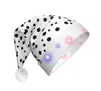 WZYCWB Chapeau de Père Noël à pois noirs et blancs | Chapeau de vacances lumineux en peluche pour Noël, Nouvel An et événements de fête