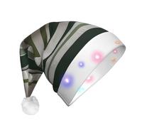 WZYCWB Chapeau de Père Noël à rayures vertes | Chapeau de vacances lumineux en peluche pour Noël, Nouvel An et événements de fête
