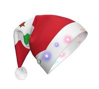 WZYCWB Chapeau de Père Noël avec motif drapeau du Burundi | Chapeau de vacances lumineux en peluche pour Noël, Nouvel An et événements de fête