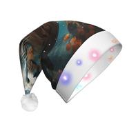 WZYCWB Chapeau de Père Noël avec motif phoque dans l'eau | Chapeau de vacances lumineux en peluche pour Noël, Nouvel An et événements de fête