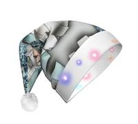 WZYCWB Chapeau de Père Noël en céramique avec motifs fragments de pixels | Chapeau de vacances lumineux en peluche pour Noël, Nouvel An et événements de fête
