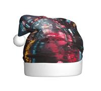 WZYCWB Chapeau de Père Noël imprimé Cyber Neon Street, adapté pour les fêtes de Noël, les fêtes du Nouvel An et les spectacles sur scène.