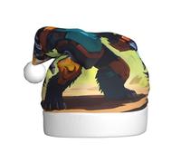 WZYCWB Chapeau de Père Noël imprimé Pixel Predator Bear, adapté pour les fêtes de Noël, les fêtes du Nouvel An et les spectacles sur scène.