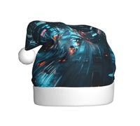 WZYCWB Chapeau de Père Noël imprimé Rainy Night Street, adapté pour les fêtes de Noël, les fêtes du Nouvel An et les spectacles sur scène.