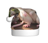 WZYCWB Chapeau de Père Noël imprimé rats mère et enfant, adapté pour les fêtes de Noël, les fêtes du Nouvel An et les spectacles sur scène.
