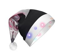WZYCWB Chapeau de Père Noël rose à motif lettre P | Chapeau de vacances lumineux en peluche pour Noël, Nouvel An et événements de fête
