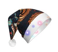 WZYCWB Chapeau de Père Noël vintage à motif floral | Chapeau de vacances lumineux en peluche pour Noël, Nouvel An et événements de fête