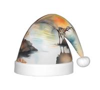 WZYCWB Chapeaux de Noël à motif cerf au bord de la rivière pour enfants, jolis chapeaux pointus, décorations de fête de Noël et cadeaux pour réunions de famille