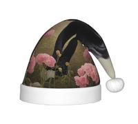 WZYCWB Chapeaux de Noël panthère parmi les fleurs roses pour enfants, chapeaux pointus mignons, décorations de fête de Noël et cadeaux pour réunions de famille