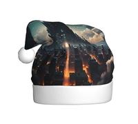 WZYCWB Chapeaux de Père Noël imprimés « A city dream core » - Idéal pour le réveillon de Noël, le Nouvel An et les fêtes de fin d'année - Décorations festives