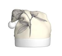 WZYCWB Chapeaux de Père Noël imprimés avec croquis de plantes - Parfait pour le réveillon de Noël, le réveillon du Nouvel An et les fêtes de fin d'année