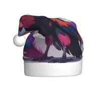 WZYCWB Chapeaux de Père Noël imprimés Condor plumes fluo - Parfait pour le réveillon de Noël, le Nouvel An et les fêtes de fin d'année