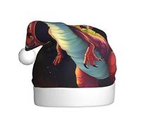 WZYCWB Chapeaux de Père Noël imprimés dinosaures à grande bouche - Idéal pour le réveillon de Noël, le réveillon du Nouvel An et les fêtes de vacances - Décorations festives