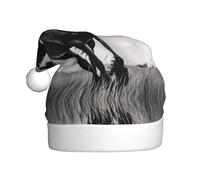WZYCWB Chapeaux de Père Noël imprimés étalon noir - Idéal pour le réveillon de Noël, le Nouvel An et les fêtes de fin d'année - Décorations festives