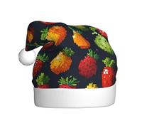 WZYCWB Chapeaux de Père Noël imprimés fruits pixels, parfaits pour le réveillon de Noël, le Nouvel An et les fêtes de fin d'année