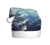 WZYCWB Chapeaux de Père Noël imprimés nuages blancs sur la mer - Idéal pour le réveillon de Noël, le Nouvel An et les fêtes de fin d'année - Décorations festives