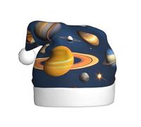 WZYCWB Chapeaux de Père Noël imprimés planètes du système solaire - Parfait pour le réveillon de Noël, le Nouvel An et les fêtes de fin d'année