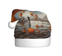 WZYCWB Chapeaux de Père Noël imprimés terre orange - Idéal pour le réveillon de Noël, le Nouvel An et les fêtes de fin d'année - Décorations festives