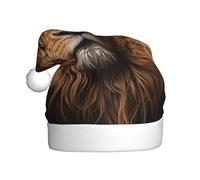 WZYCWB Chapeaux de Père Noël imprimés The Lion's Gaze - Parfait pour le réveillon de Noël, le Nouvel An et les fêtes de fin d'année