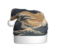 WZYCWB Chapeaux de Père Noël imprimés vagues de la Baltique - Idéal pour le réveillon de Noël, le Nouvel An et les fêtes de fin d'année - Décorations festives