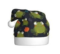 WZYCWB Chapeaux de Père Noël mignons avec imprimé grenouille - Idéal pour le réveillon de Noël, le Nouvel An et les fêtes de fin d'année - Décorations festives