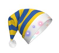 WZYCWB Chapeaux de Père Noël pour adulte Drapeau de l'Ukraine en peluche Cadeau de fête de Noël Unisexe Nouvel An Lumière LED Chapeaux de Père Noël