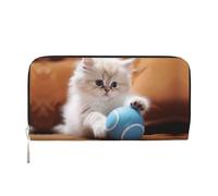 WZYCWB Chat persan jouant avec une balle Portefeuille zippé imprimé parfait pour les voyages, les affaires et le quotidien. Peut contenir des téléphones portables et de l'argent.