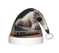 WZYCWB Chaton portant des lunettes de soleil imprimé chapeau de fête de Noël, cadeau d'activité de classe pour enfants, accessoire de décoration de Noël