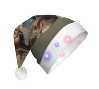 WZYCWB Chaton portant un chapeau de Père Noël à motifs | Chapeau de vacances lumineux en peluche pour Noël, Nouvel An et événements de fête