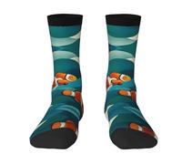 WZYCWB Chaussettes de sport respirantes blanches à motif poisson clown | Chaussettes élastiques mi-mollet pour fitness, course à pied, yoga, 3 noir, Taille unique