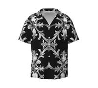 WZYCWB Chemise à manches courtes imprimée à motif foncé, élégante et décontractée, adaptée aux affaires, tailles S-4XL, noir, Taille L