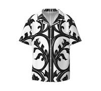 WZYCWB Chemise à manches courtes imprimée avec motif de clôture, élégante et décontractée, adaptée aux affaires, tailles S à 4XL, noir, XX-Large